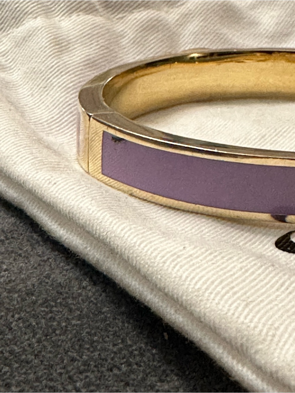 Coach Lavender Enamel Gold-Tone Signature C Bangle Vintage - Picture 3 of 5